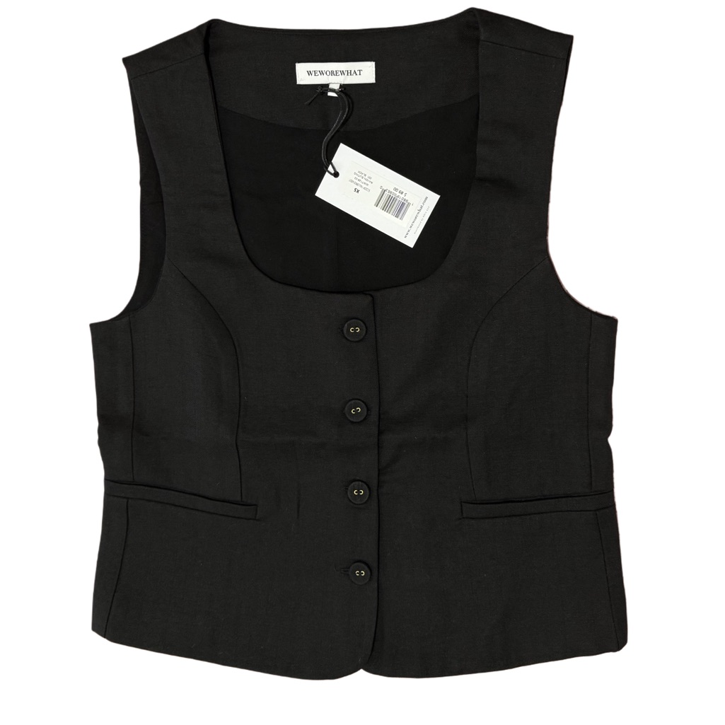 Weworewhat Black Tailored Button Front Vest